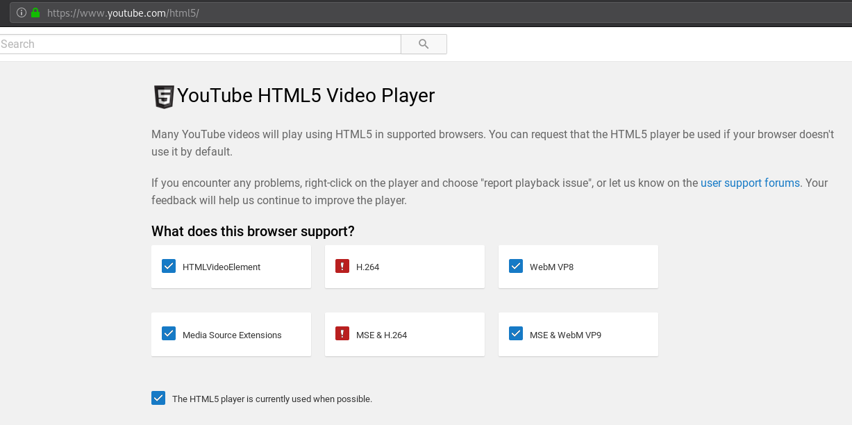 Youtube HTML5 Videos on Fedora